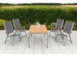 Gardenson Gartentischgruppe Siena, Grau, Natur, Silber, Holz, Metall, Textil, Akazie,
