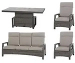Siena Garden Loungegarnitur, Grau, Metall, Kunststoff, Textil, Keramik, 4-teilig,