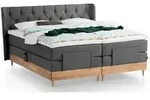 Belanoti Boxspringbett, Anthrazit, Textil, Echtholz,Eiche, 7-Zonen, 160x200 cm,