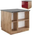 Vicco K&uuml;cheninsel, Bordeaux, Honigeiche, Holzwerkstoff, Rechteckig, 90x82x60...