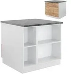 Vicco K&uuml;cheninsel, Honigeiche, Wei&szlig;, Holzwerkstoff, Rechteckig, 90x82x60 cm,