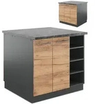 Vicco K&uuml;cheninsel, Honigeiche, Anthrazit, Holzwerkstoff, Rechteckig, 90x82x82...