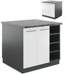 Vicco K&uuml;cheninsel, Wei&szlig; Hochglanz, Anthrazit, Holzwerkstoff, Rechteckig, 90x82x82