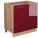 Vicco K&uuml;chenunterschrank, Bordeaux, Honigeiche, Holzwerkstoff, 1 F&auml;cher,