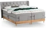 Belanoti Boxspringbett, Hellgrau, Textil, Echtholz,Eiche, 7-Zonen, 180x200 cm,