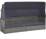 vidaXL Sonnenliege, Grau, Naturmaterialien, F&uuml;llung: Polyester, 62x124x205 cm,