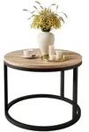 Lookway Couchtisch, Schwarz, Eiche Wotan, Holzwerkstoff, Rund, 60x42x60 cm,