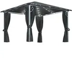 vidaXL Gartenpavillon, Grau, Metall, 300x270x300 cm, Sonnen- & Sichtschutz, Pavillons