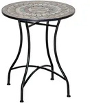 Outsunny Gartentisch,, Beige, Schwarz, Keramik, Metall, 60x71x60 cm, Gartenm&ouml;bel,