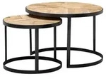 Mid.you Couchtischset, Braun, Holz, 2-teilig, Akazie, Mangoholz, massiv, rund, eckig,