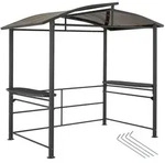 tectake Grillpavillon, Grau, Metall, Quadratisch, 150x234x240 cm, Sonnen- &