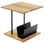 Beistelltisch, Schwarz, Eiche, Holz, Metall, Eiche, massiv, quadratisch, Bodenplatte,