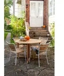 Gardenson Gartenstuhl, Wei&szlig;, Teak, Holz, Teakholz, vollmassiv, Rundrohr,