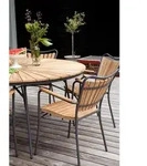 Gardenson Gartenstuhl, Anthrazit, Teak, Holz, Teakholz, vollmassiv, Rundrohr,