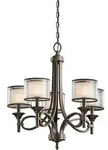 Elstead Lighting Kronleuchter Lacey, Bronze, Metall, Glas, Textil, 63.5x75.6 cm,