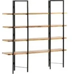 vidaXL B&uuml;cherregal, Braun, Holz, Mangoholz, 4 F&auml;cher, Rechteckig, 160x160x35...