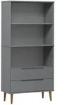 vidaXL B&uuml;cherregal, Grau, Holz, 35x170.5x85 cm, Wohnzimmer, Regale, B&uuml;cherregale