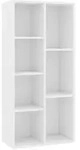 vidaXL B&uuml;cherregal, Wei&szlig;, Holz, Strukturbuche, 7 F&auml;cher, Rechteckig, 50x106x25 cm,