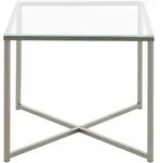 Mid.you Beistelltisch, Klar, Chrom, Metall, Glas, quadratisch, 50x45x50 cm,