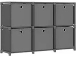 vidaXL B&uuml;cherregal, Grau, Metall, 6 F&auml;cher, Rechteckig, 103x72.5x30 cm, Wohnzimmer,