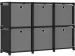vidaXL B&uuml;cherregal, Schwarz, Textil, 6 F&auml;cher, Rechteckig, 103x72.5x30 cm,