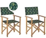 Beliani Gartenstuhl, Hellbraun, Creme, Dunkelgr&uuml;n, Holz, 50x91x50 cm, Gartenm&ouml;bel,