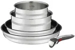 Tefal Pfannenset Jamie Oliver Ingenio G6, Schwarz, Edelstahl, Metall, 5-teilig, rund,