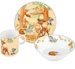 Ritzenhoff Breker Kindergeschirrset Waldtiere, Mehrfarbig, Keramik, 3-teilig,
