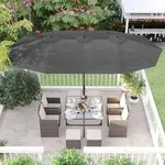 Modante Doppelsonnenschirm, Grau, Schwarz, Textil, 460x270 cm, h&ouml;henverstellbar,
