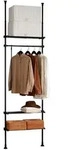 SoBuy Teleskop, Schwarz, Kunststoff, 80x295x2 cm, Schlafzimmer, Kleiderschr&auml;nke,