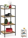 Relaxdays Standregal, Mehrfarbig, Holz, Metall, 39x95x32.5 cm, Wohnzimmer, Regale,