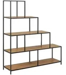 Raumteiler Seaford, Schwarz, Eiche, Holzwerkstoff, 5 F&auml;cher, 135x150x35 cm,