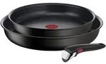 Tefal Pfannenset, Schwarz, Metall, 3-teilig, abnehmbarer Griff,...