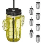 Relaxdays 8Xtrinkglas, Transparent, Glas, Metall, Kunststoff, Essen & Trinken,
