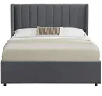 Juskys Polsterbett, Dunkelgrau, Holzwerkstoff, 140x200 cm, Schlafzimmer, Betten,