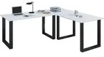 Mid.you Eckschreibtisch, Schwarz, Wei&szlig;, Holzwerkstoff, rechteckig, U-Form,