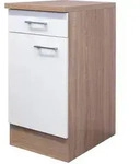 FlexWell K&uuml;chenunterschrank, Wei&szlig;, Sonoma Eiche, Holzwerkstoff, 1 F&auml;cher, 1