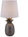 N&auml;ve Tischleuchte, Silber, Wei&szlig;, Metall, Textil, Keramik, 45 cm, Lampen & Leuchten,