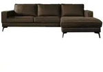 Kawola Ecksofa, Dunkelbraun, Metall, Echtholz, 3-Sitzer, F&uuml;llung: Kaltschaum,