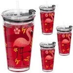 Relaxdays 4Xtrinkglas, Transparent, Glas, Kunststoff, Essen & Trinken, Gl&auml;ser,
