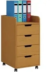 Mid.you Rollcontainer, Buche, Holzwerkstoff, 4 Schublade(n) Schubladen,...