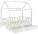 Juskys Kinderbett, Wei&szlig;, Holz, 90x200 cm, Kinder- & Jugendzimmer, Kinderm&ouml;bel,