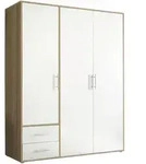 P & B Dreht&uuml;renschrank, Wei&szlig;, Sonoma Eiche, Holzwerkstoff, 3 F&auml;cher, 2