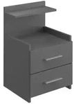 Vicco Nachttisch, Anthrazit, Holzwerkstoff, 1 F&auml;cher, 2 Schubladen,
