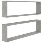 vidaXL Wandregalset, Hellgrau, Holz, Strukturbuche, Rechteckig, 100x30x15 cm,