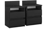 Vicco Nachttisch, Schwarz, Holzwerkstoff, 4 F&auml;cher, 2 Schubladen,