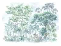 Komar Vliestapete, Blau, Grün, Weiß, Bäume, 350x250 cm, Fsc, Tapeten Shop,
