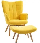Homcom Ohrensessel, Gelb, Holz, Echtholz,Buche, 1-Sitzer, F&uuml;llung: Schaumstoff,