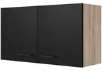 FlexWell K&uuml;chenoberschrank, Schwarz, Eiche, Holzwerkstoff, 1 F&auml;cher, einzeln