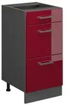 Vicco K&uuml;chenunterschrank, Rot, Anthrazit, Holzwerkstoff, 3 F&auml;cher, 3...